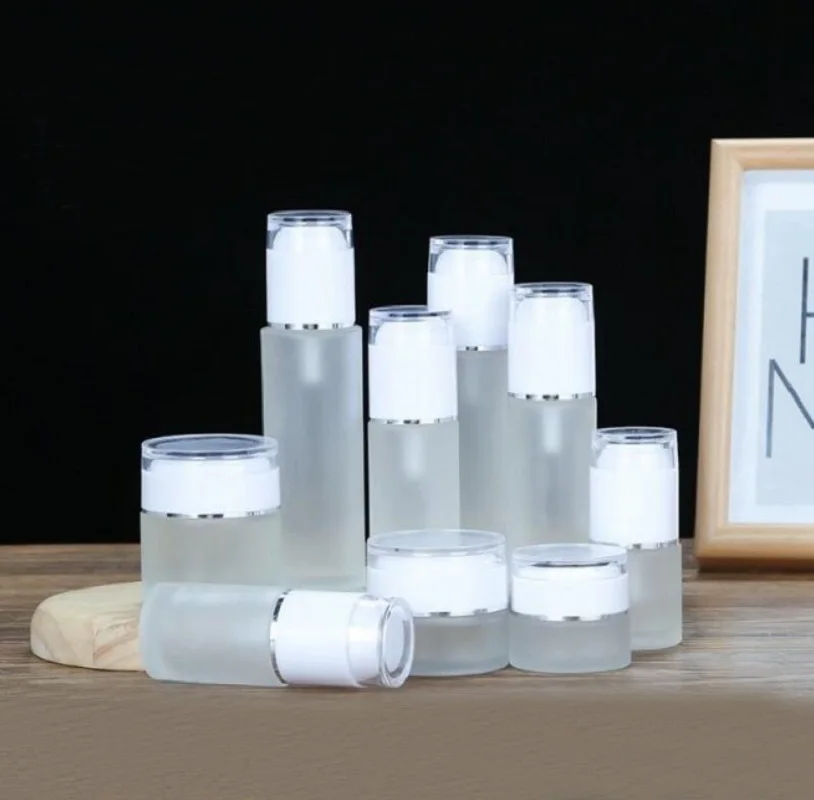 

20ml30ml40ml50ml60ml100ml frosted glass bottle jar pot tin lotion emulsion serum foundation cream gel eye essence skin packing