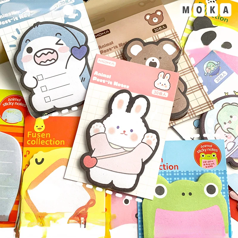 

3Pcs Cute Cartoon Animal Tabs Sticky Notes Memo Pad Stationery Memo Pads Sheets Notepad Stationary Office Decoration Note Pad