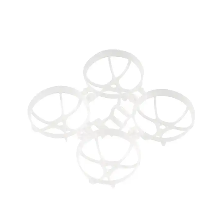 Cadre de drone FPV Meteor Pro assemblé avec moteurs et hélices, prêt pour le vol en intérieur.