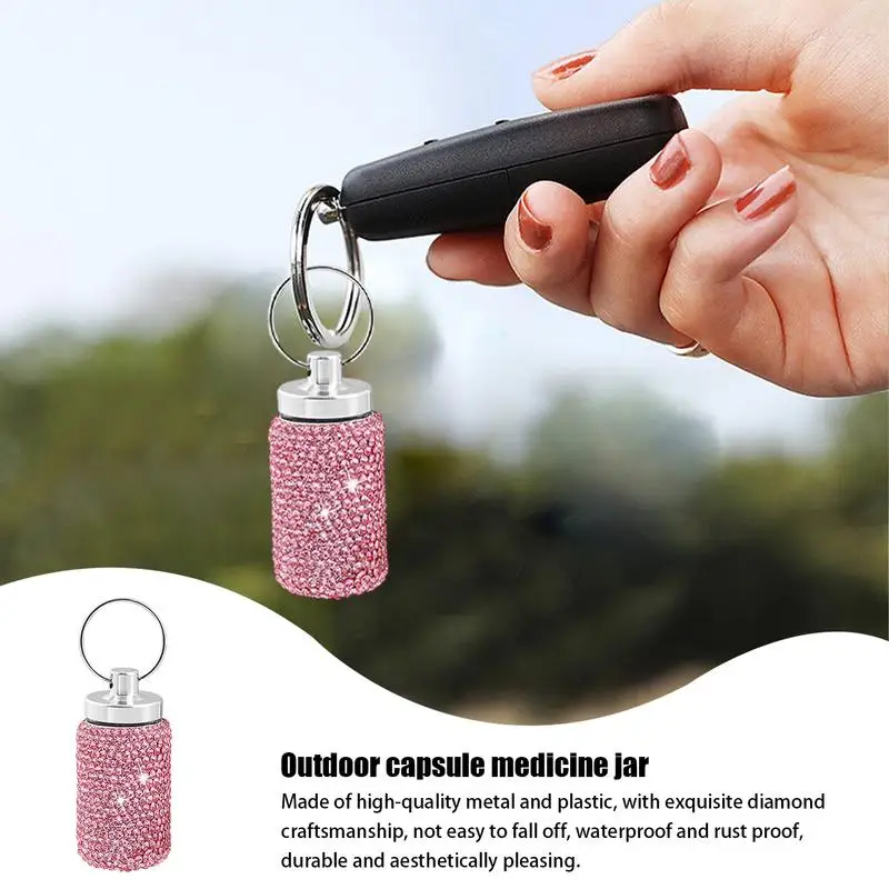 Keychain Pill Holder Mini Pocket Pill Case Travel Container Pocket Case Metal Travel Organizer