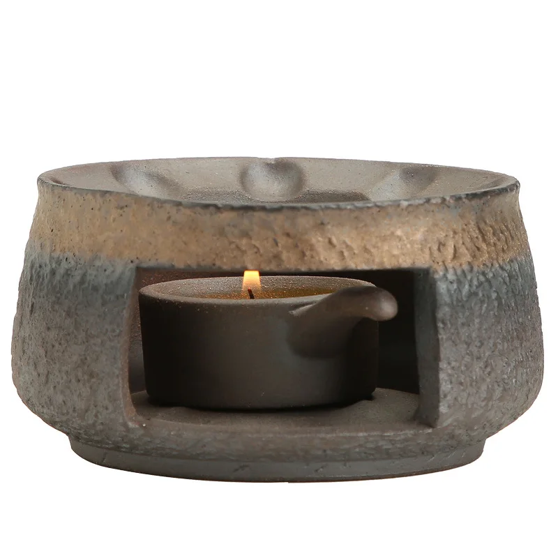 Japanese Coarse Pottery Handmade Teapot Warmer Ceramic Retro Tea Heater Candle Stand Kettle Holder Stove Kung Fu Set