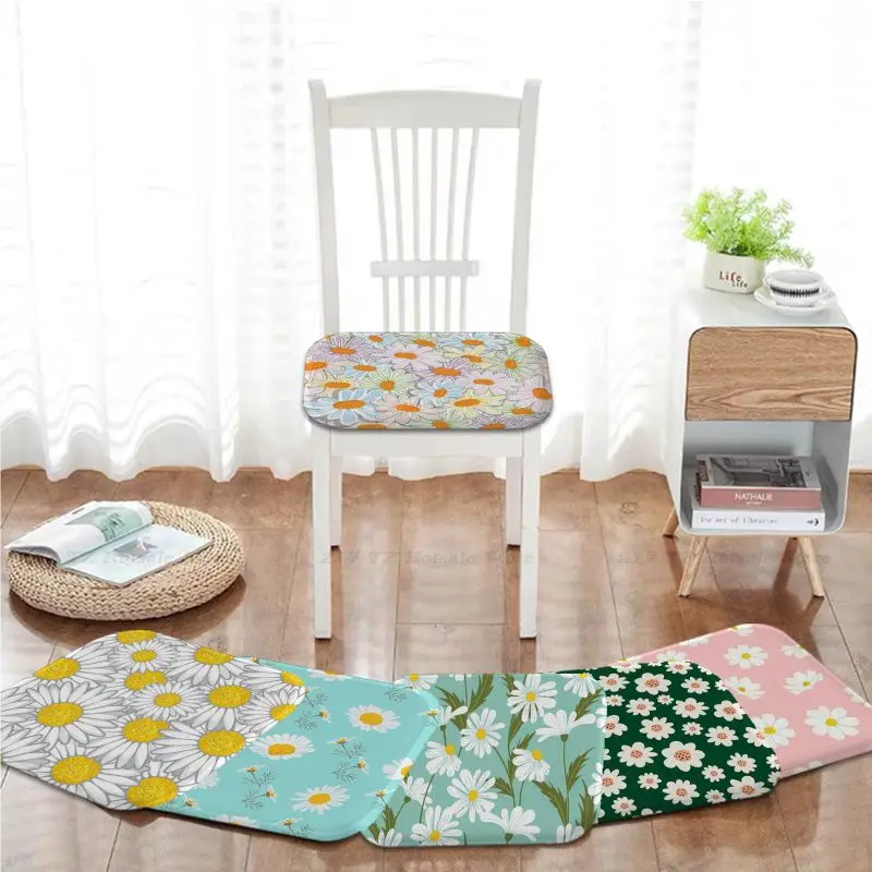 

Flower Daisy Pattern Cushion Four Seasons Fabric Cushion Non-slip Living Sofa Decor Students Stool Tatami Office Chair Mat Pad
