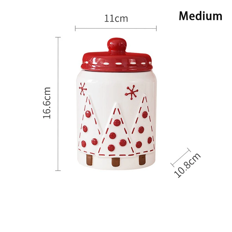 Ceramic Christmas Food Storage Jar with Lid for Kitchen