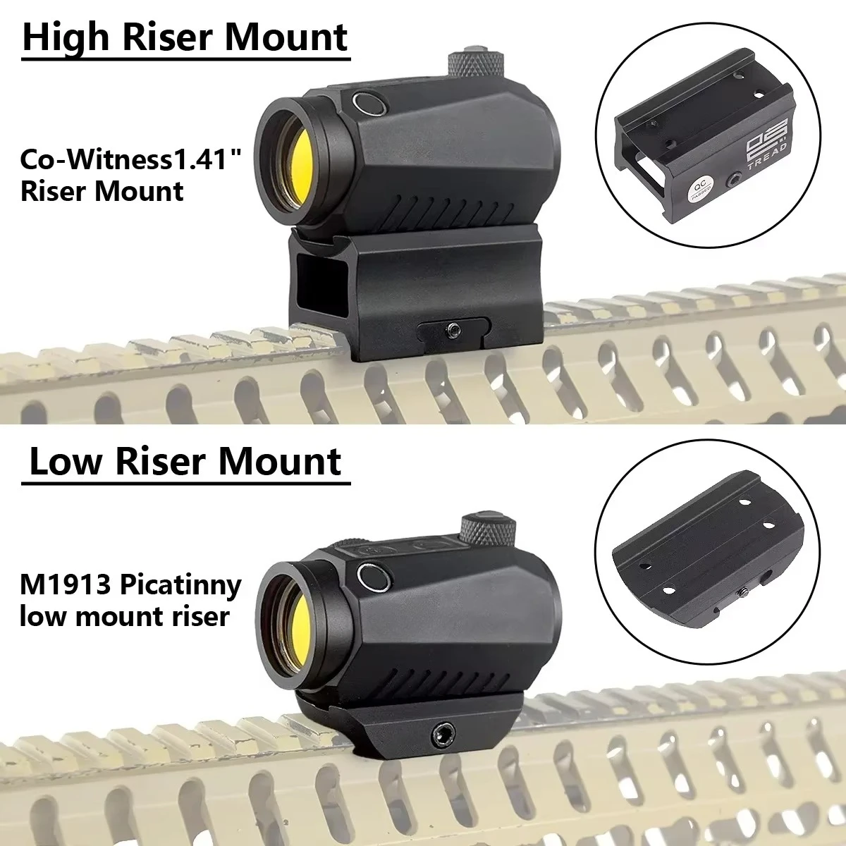 Tactical Unity 1x20mm 2 MOA Red Dot Sight Fast Mount Reflex Scope Holographic Riflescope Hunting 20mm Riser Mounts