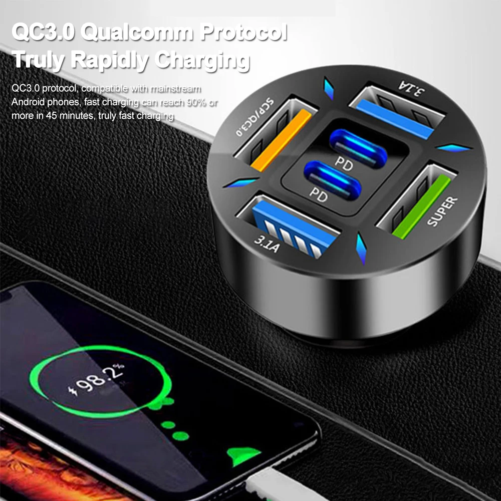 Caricabatteria da auto USB da 66W ricarica rapida PD QC3.0 con adattatore di alimentazione per presa accendisigari voltmetro per iPhone 11 12 Samsung Xiaomi