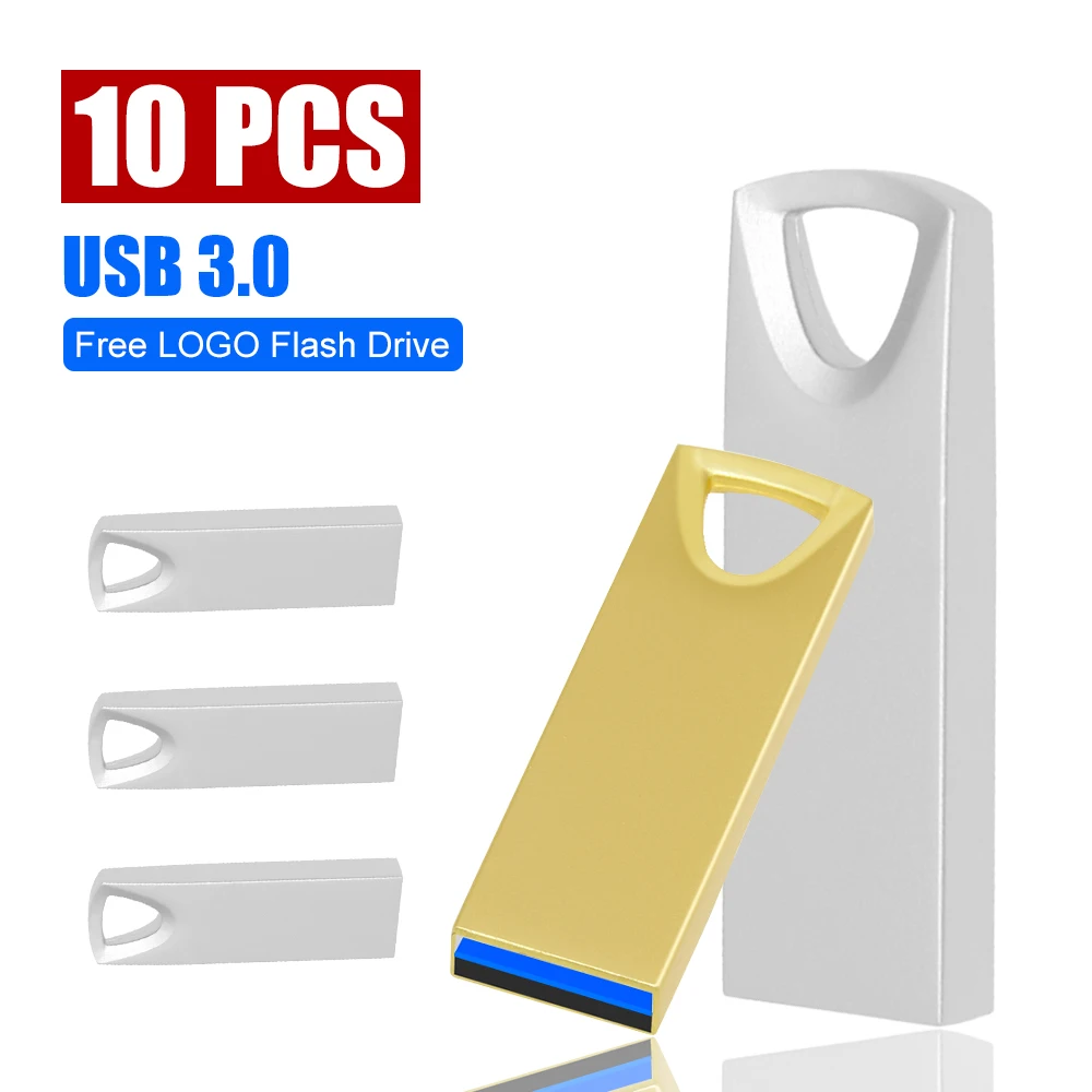 

10pcs/lot USB 3.0 Free Logo Metal flash drive 16GB 32GB Pendrive 64GB USB 3.0 Memory Stick Flash Stick Pen Drive Cle Usb for Gif