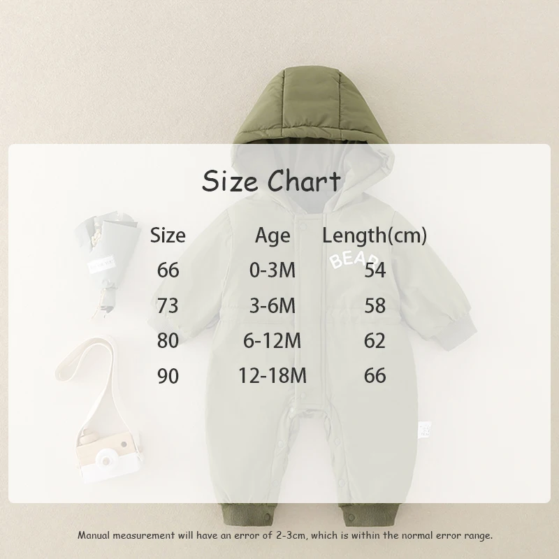 Description Picture 2 of itemAutumn Winter Baby Clothes Outdoor Jackets 0-2Y Infant Boys Warm Windproof Romper Toddler Girls Hooded Jumpsuit Newborn Outwear