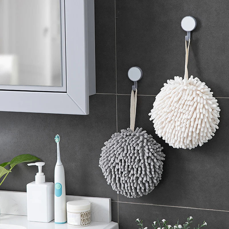 Cotton Towel Face Towel Microfiber Cleaning Towel Microfiber Towel Set Microfiber Hair Towel Chenille Hand Towels Kitchen Bathroom Hand Towel Ball with Hanging Loops