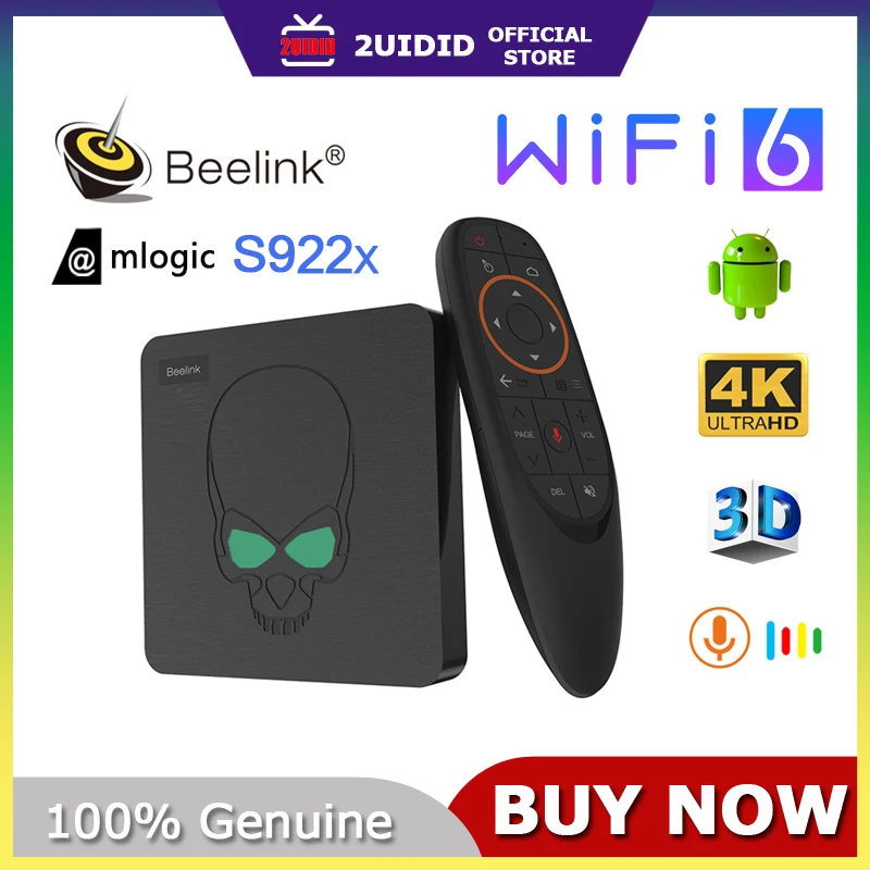 

ТВ-приставка Beelink GT King WiFi6, Android 9, четырехъядерный Amlogic S922X, 4 + 64 ГБ, BT4.1, 1000 Мбит/с, LAN, Android 9,0, 4k