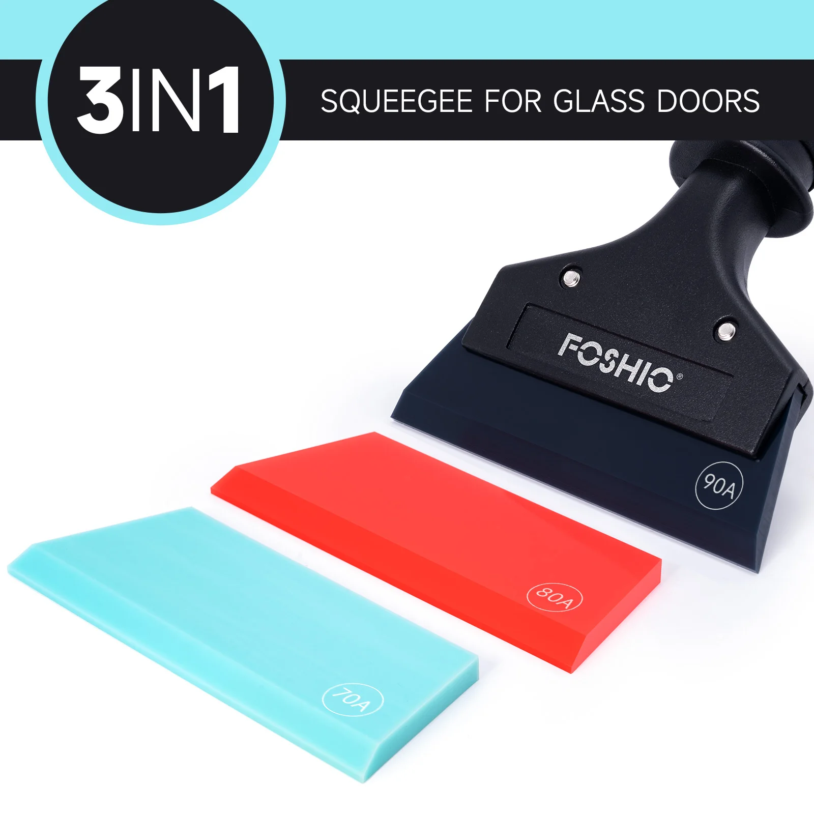 Car Glass Cleaning Scraper Rubber Blade Wiper 70/80/90A FOSHIO Window Tinting Windshield Protection Vinyl Film Install Squeegee