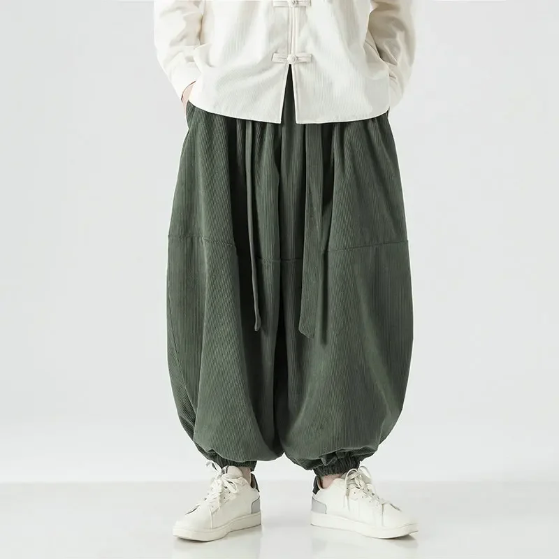 Pantalon oversize velours côtelé large pour pêche confortable homme femme élastique