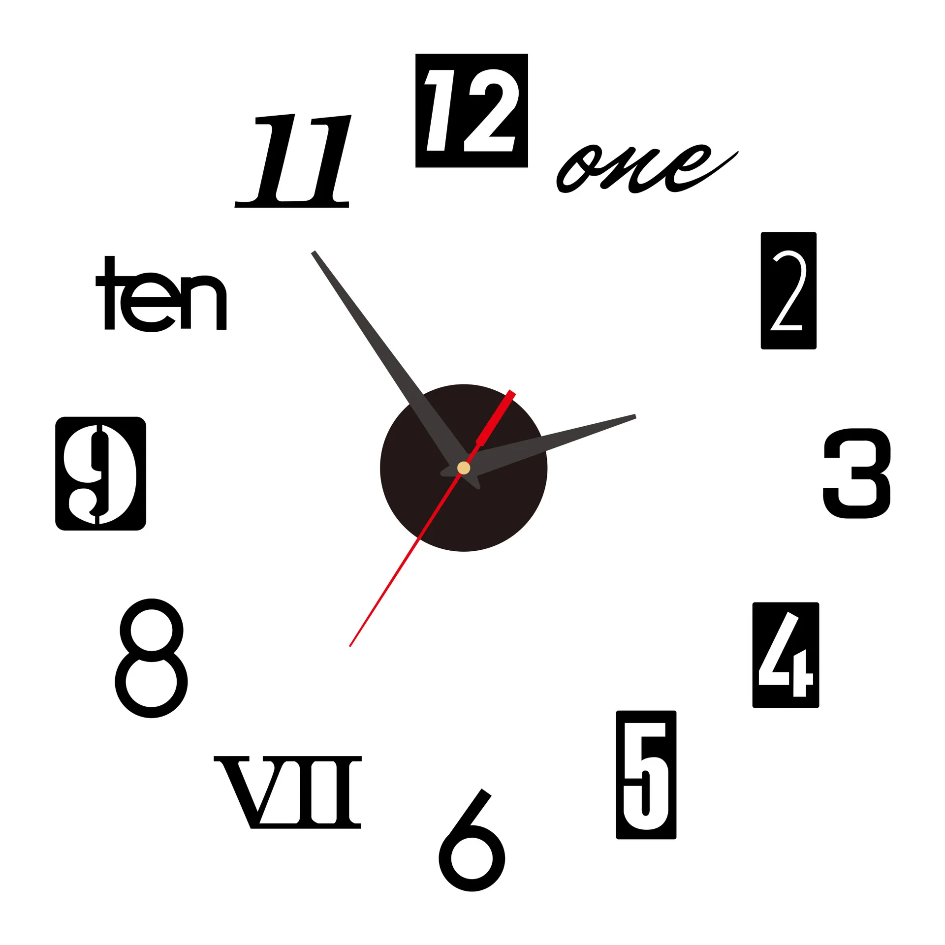 New 3D Roman Numeral Acrylic Mirror Wall Clock Sticker Fashion DIY Quartz Clocks Watch Home Decoration Living Room Stickers