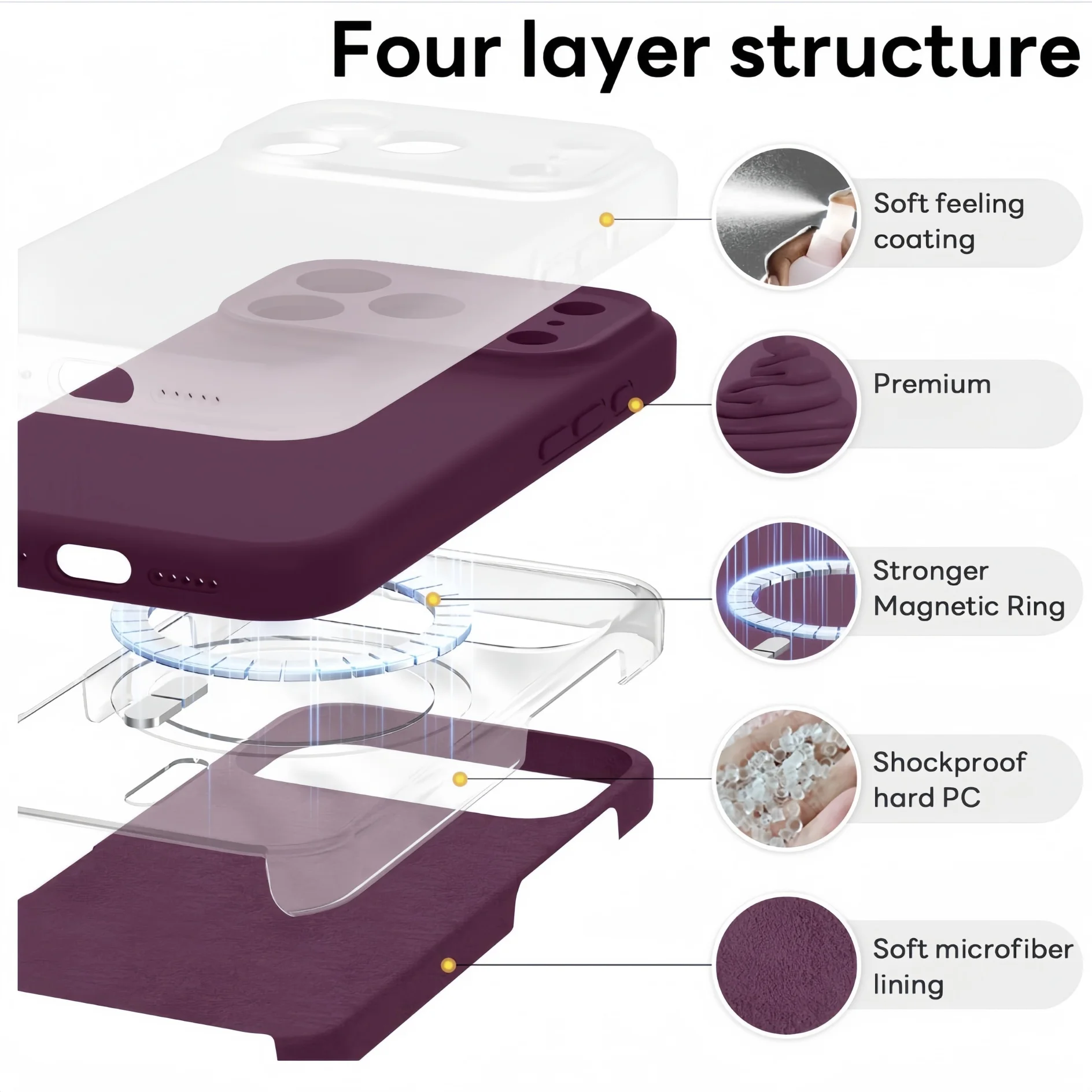 Noble Fashion Shockproof Liquid Silicone Phone Case - Solid Color Protective Cover