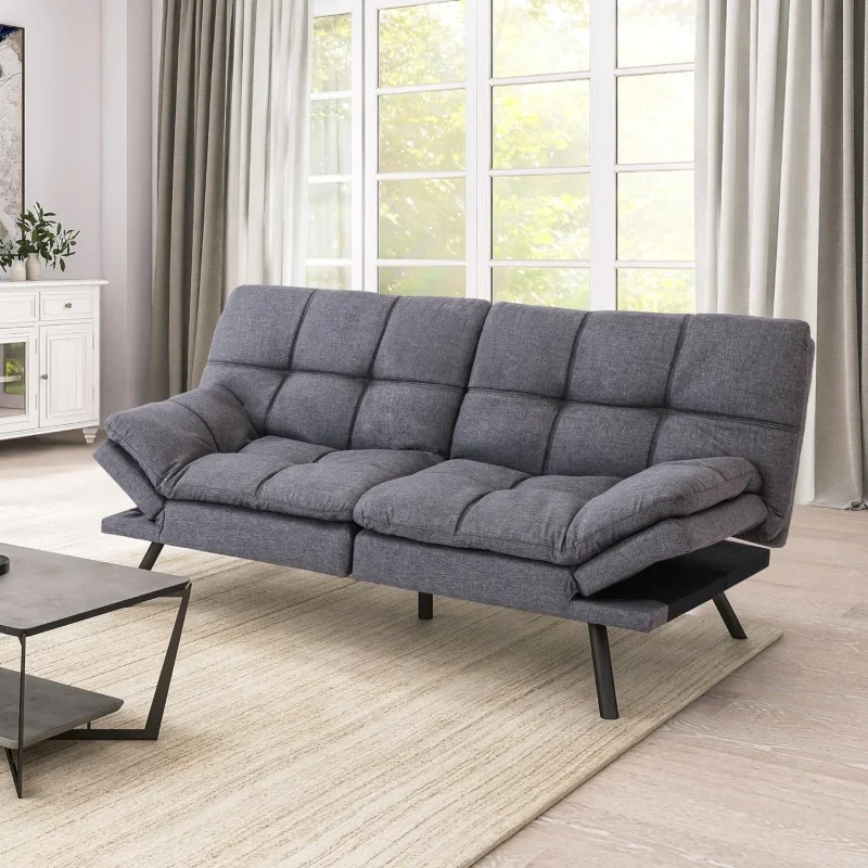 

Futon Sofa Couch Bed,Convertible ,Memory Foam Sleeper ,Loveseat ,Small Splitback Polyester Mode