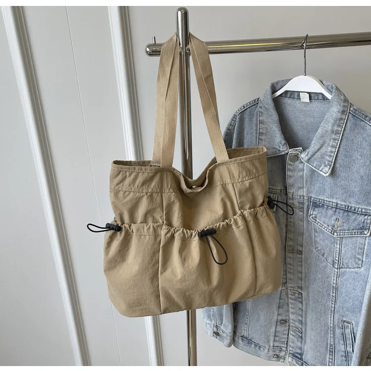 Large Capacity Tote Bag Fashion Shoulder Canvas Bag Work Commuting Bucket Bag