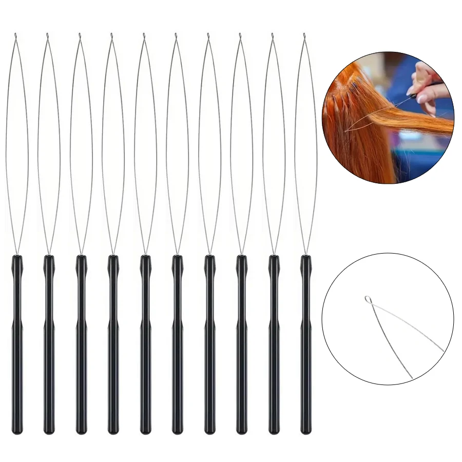 50/100개 헤어 익스텐션 루프 니들 스레더 헤어 또는 깃털 익스텐션용 당김 후..