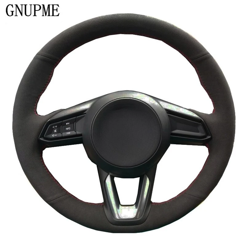 

Hand-stitched Black Car Steering Wheel Cover Suede for Mazda 3 Axela Mazda 6 Atenza CX-3 2018-2019 CX-5 2017-2019 CX-9