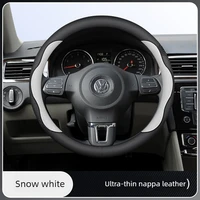 Leather Car Steering Wheel Cover for Volkswagen Id4 Tiguan Atlas Polo Taigo Caddy Tayron Virtus Touareg Teramont Pro 2011-2026 6