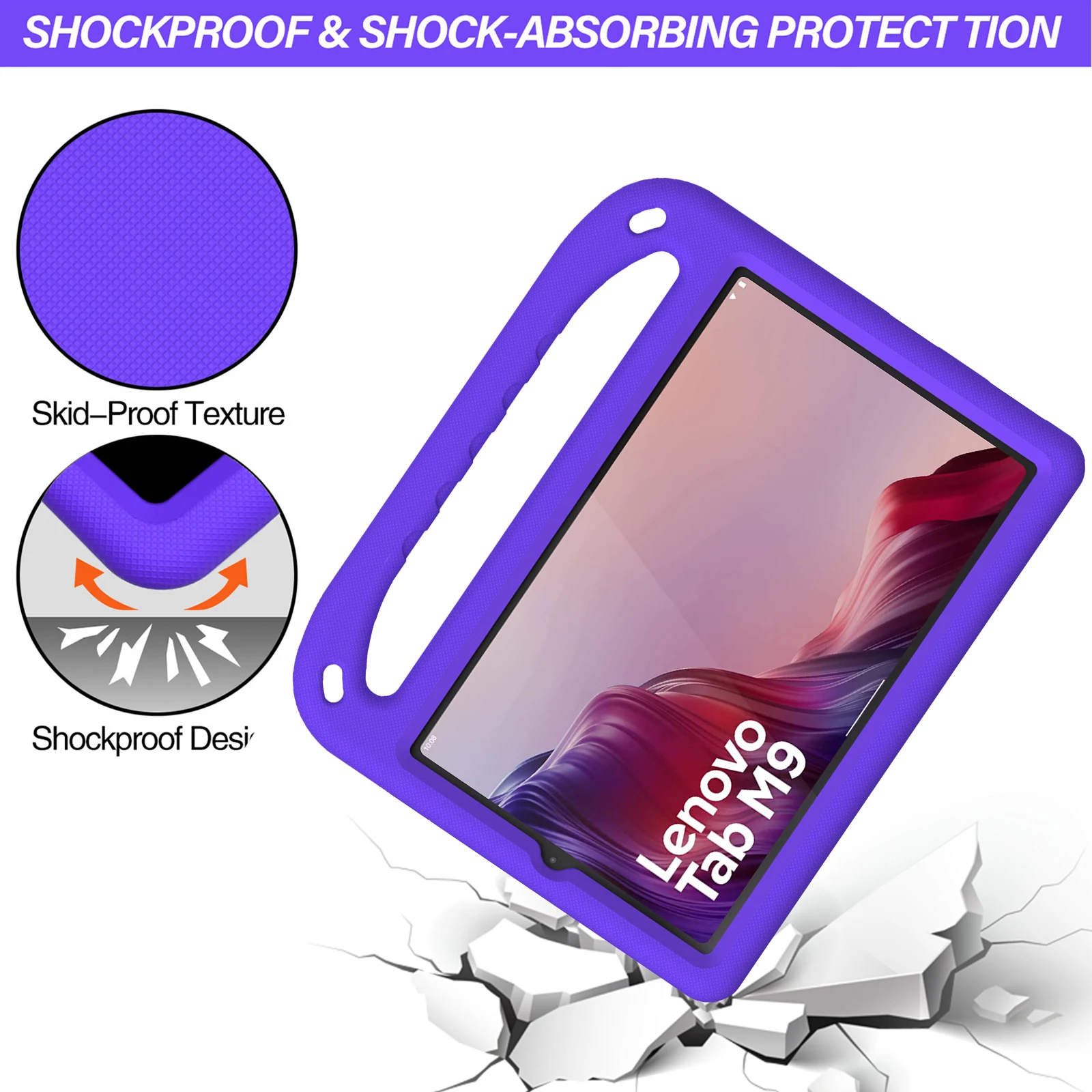 Durable Shockproof Stand Cover with Handle for 9-Inch Tablets - Kids Safe Friendly, Soft EVA Case