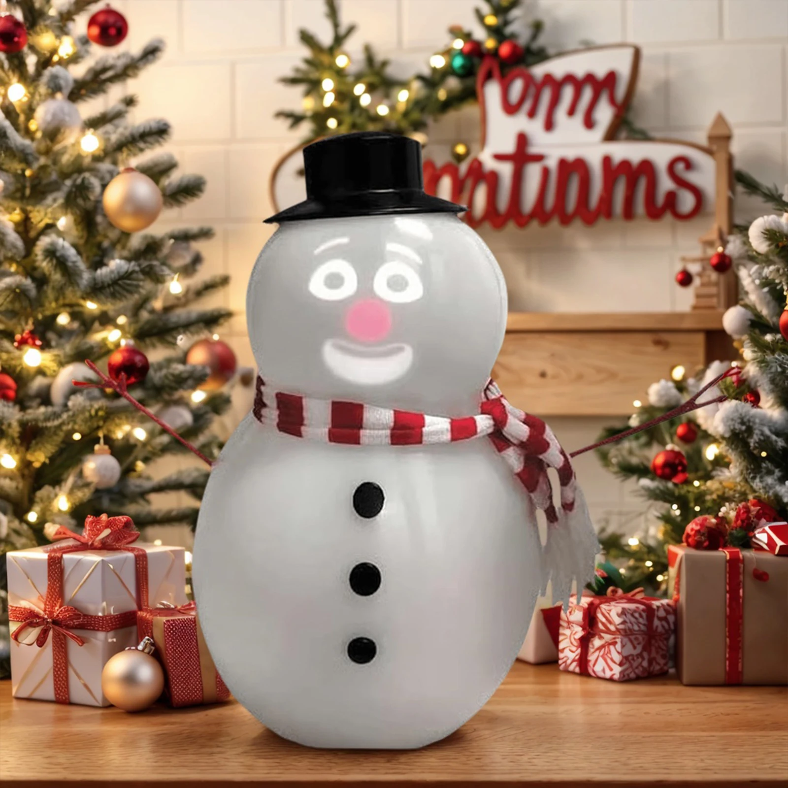 Snowman Christmas Decoration with Built-In Projector Speaker Cute Animated Snowman Singing Dancing Snowman for Indoor Apartment
