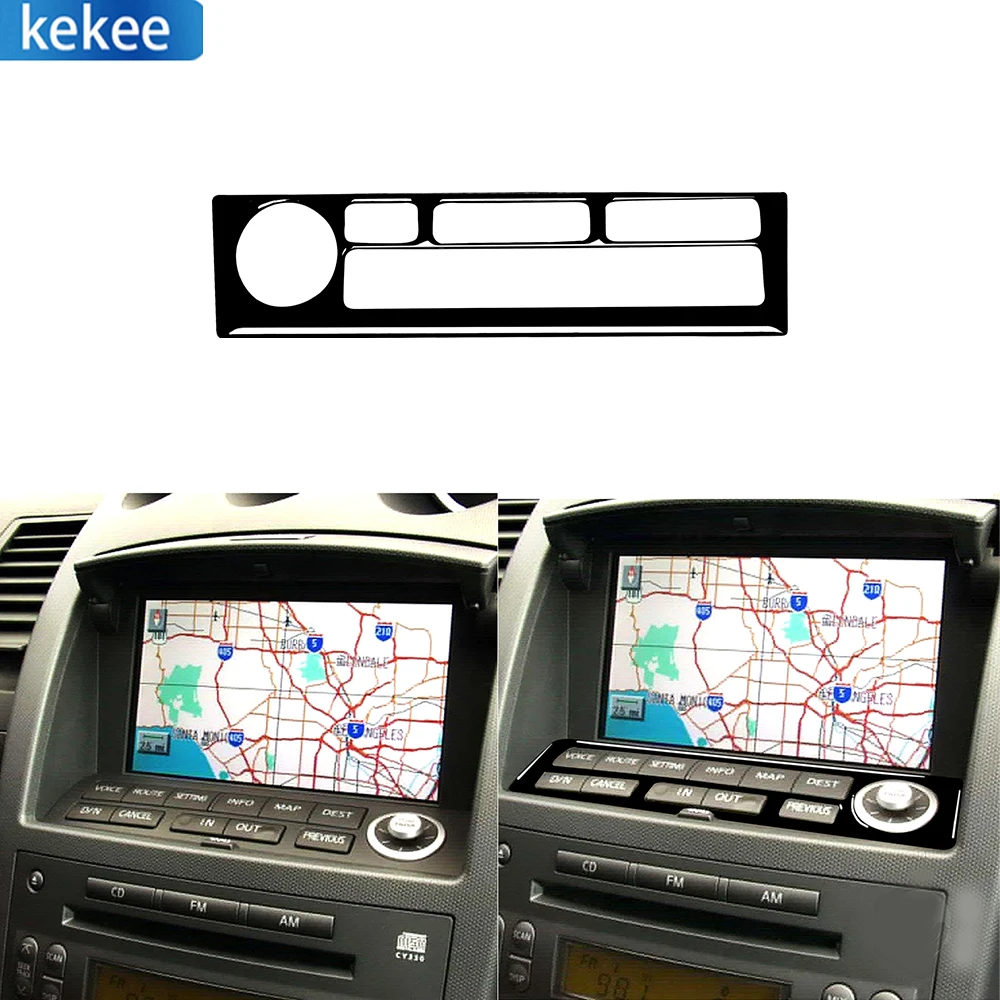 

For Nissan 350Z 2003-2009 Piano Black Car Navigation Control Panel Button Border Frame Decoration Accessories Stickers