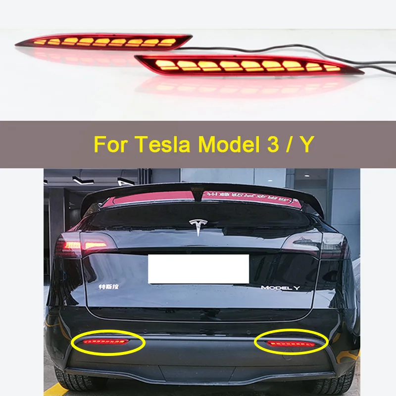 Ledリアバンパーリフレクターライトランプためテスラモデルyモデル3 2020 2022、ledリアアップグレード