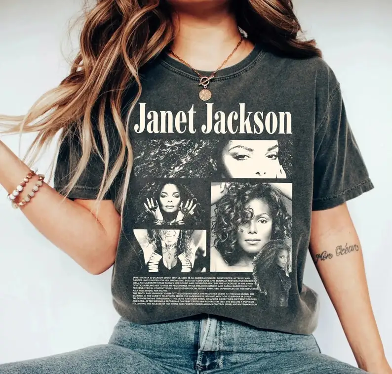 

Винтажная рубашка Janet Jackson, рубашка 90-х годов, забавная рубашка