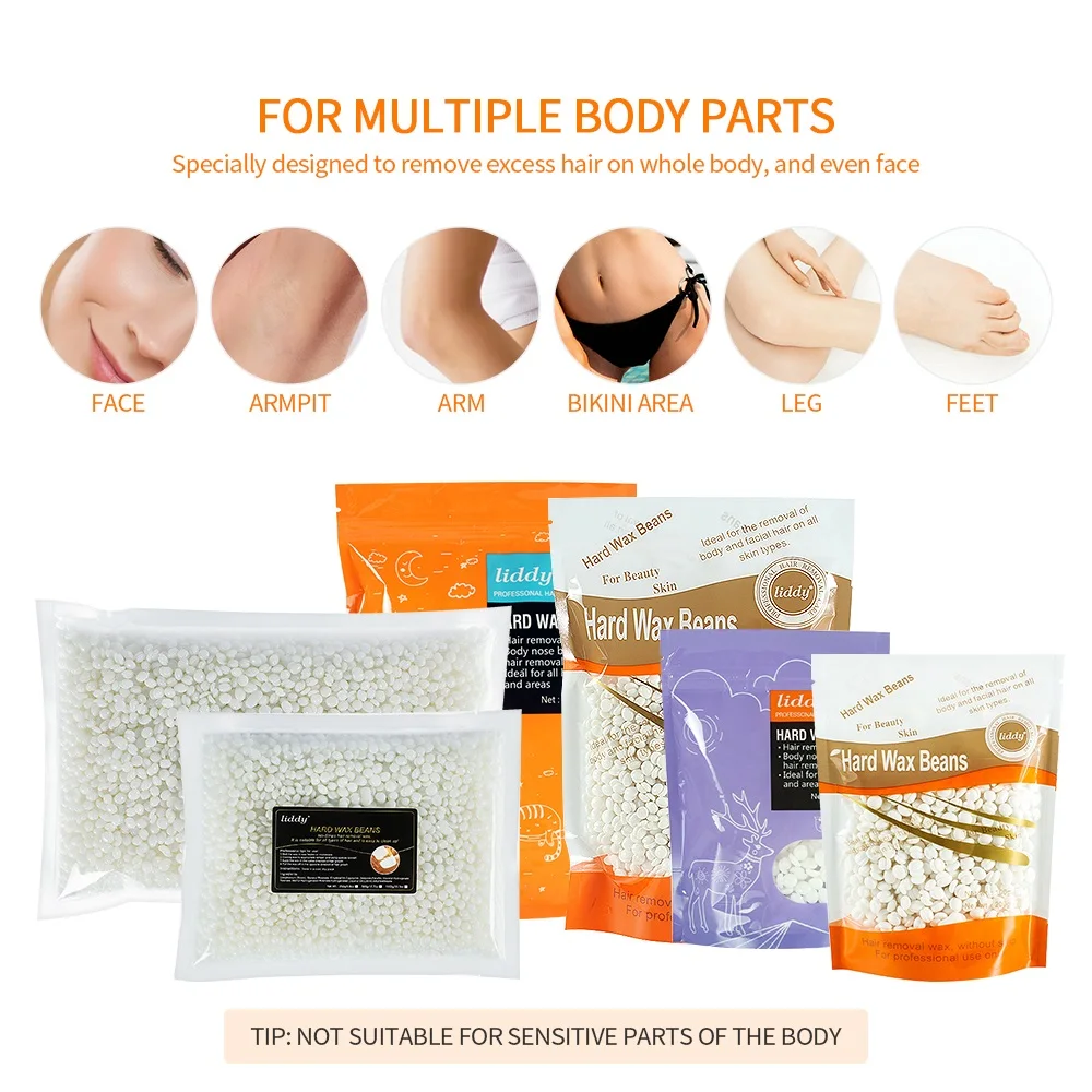 100/500/1000g Hard Wax Beans Body Depilatory Hair Remover Waxing Beans No Strip Hot Film Wax Pellet For Bikini Face Legs Arms