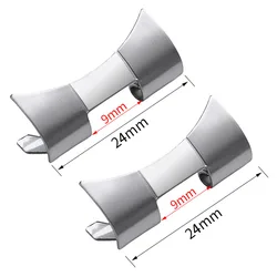 Premium Curved End Stainless Steel Watch Strap Connector, Adjustable Metal Adapter (24mm 9mm)