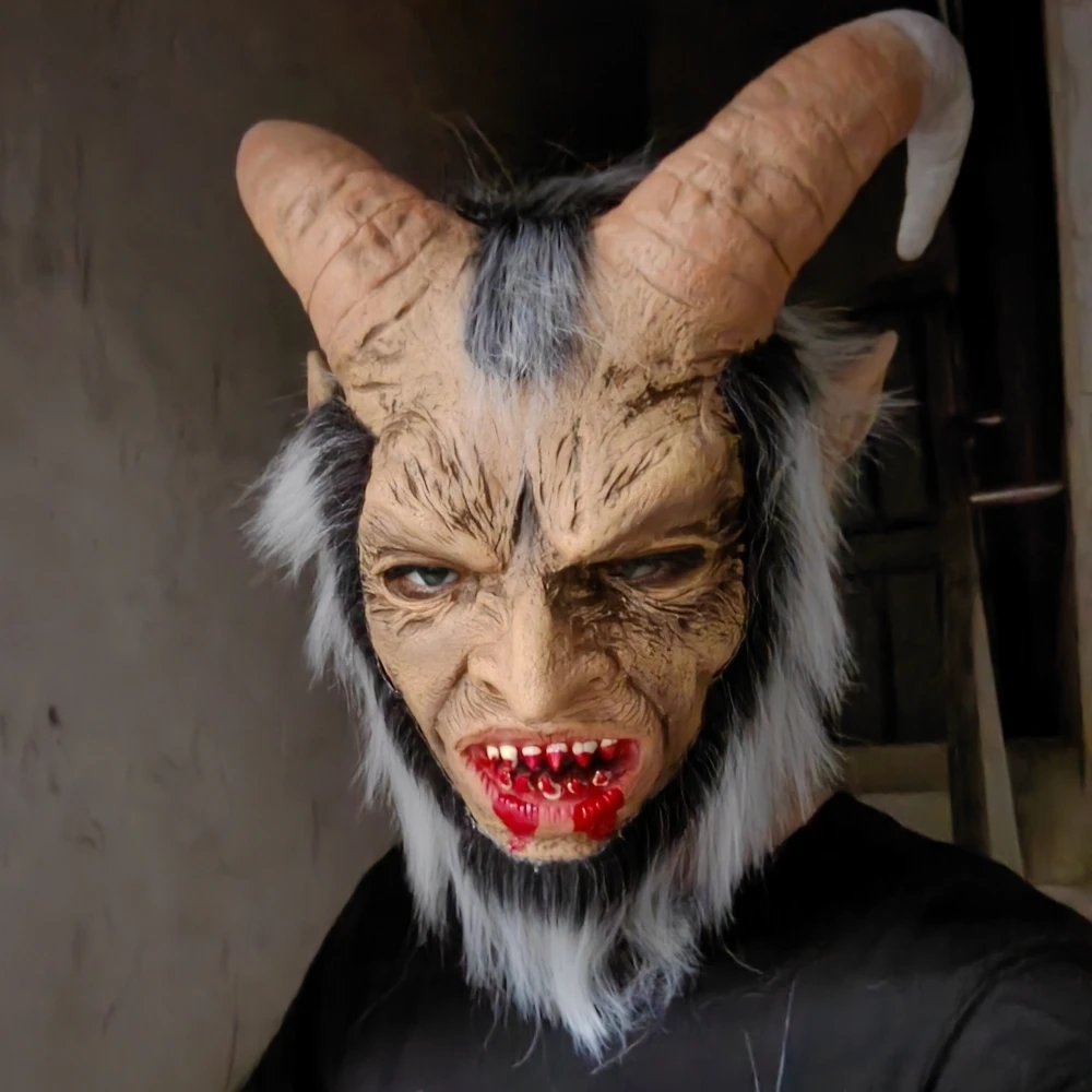 Maschera Cosplay di lucifero maschere in lattice di corno di diavolo di  demone con bocca insanguinata puntelli di Costume Horror di carnevale di  Halloween - AliExpress, image size:1000x1000