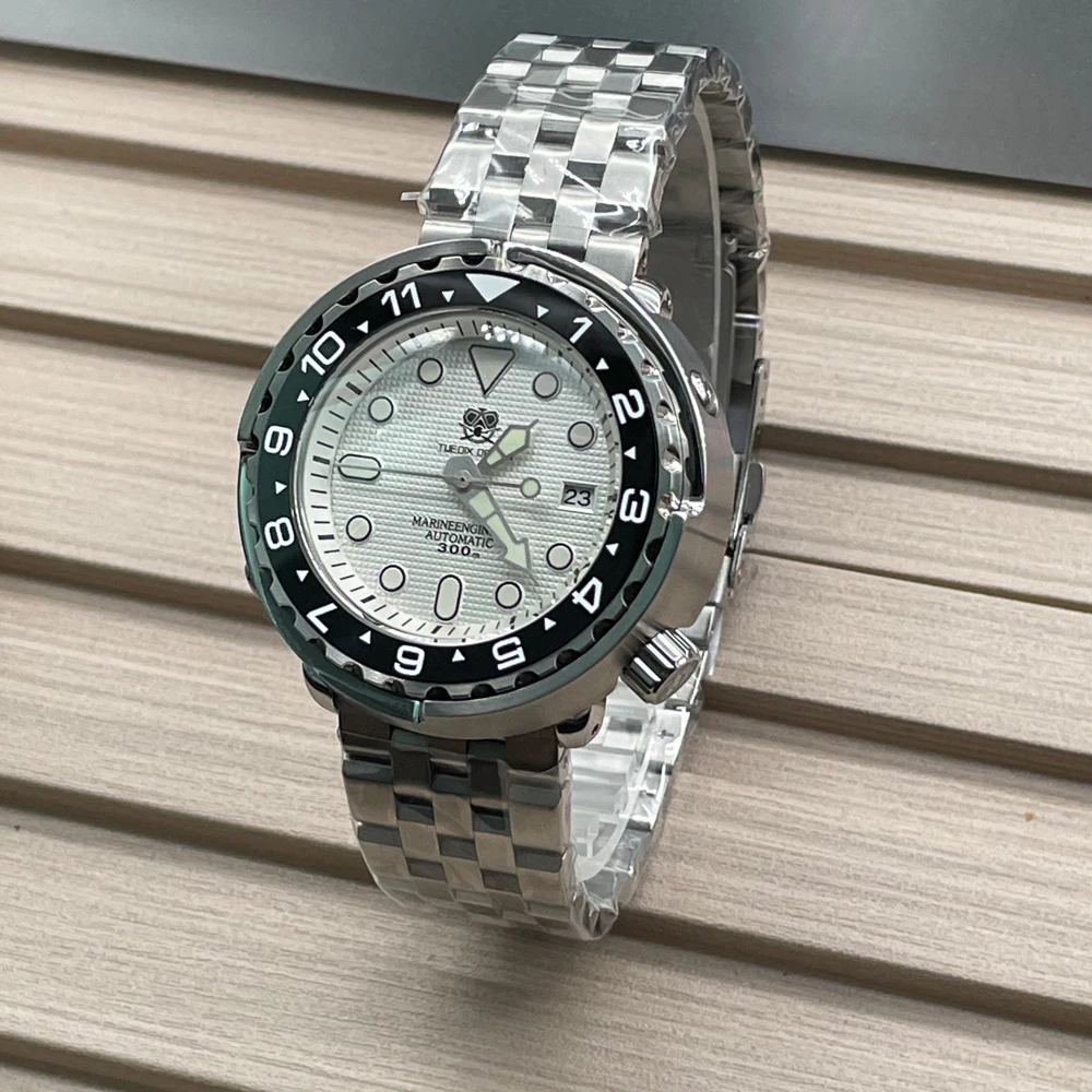 Tonno Relogio Masculino Luxury Steel 30Bar Orologi Meccanici Impermeabili Da Uomo Quadrante Bianco Seiko Nh35A Movement Divevrs Clock