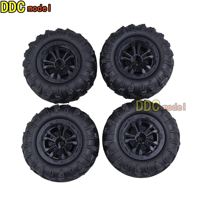 Pneus de roue pour voiture RC SCY 1/16, pièces de rechange et upgrade, avec vue rapprochée du caoutchouc et des rebords.