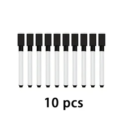 Set of 10 Black Dry Erase Markers with Built-in Eraser Cap for Versatile Use at School, Office, and Home (10pcs)
