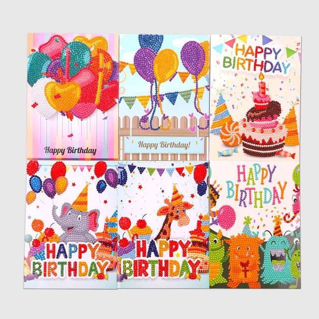 8 Pack 5D Diamond Painting Greeting Cards Hand Embroidered DIY Diamond Encrusted Wishes Greeting Cards Romantic Birthday Gifts 