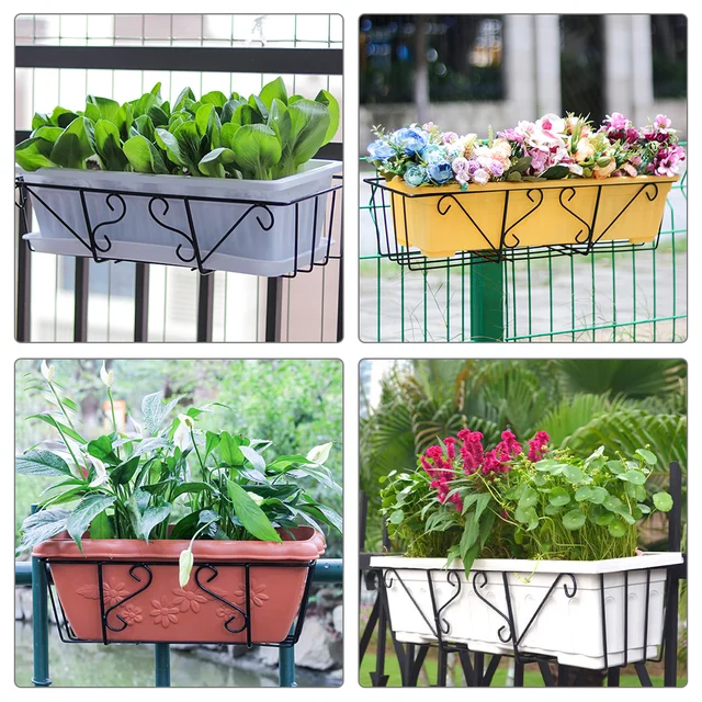 2 Db Erkély Ültetvényes Polc Tartó Virágcserép -Tároló Állvány Tálak Kültéri Ingyenes Szerelt Kerti Kosarak Vasruhák - Image 6
