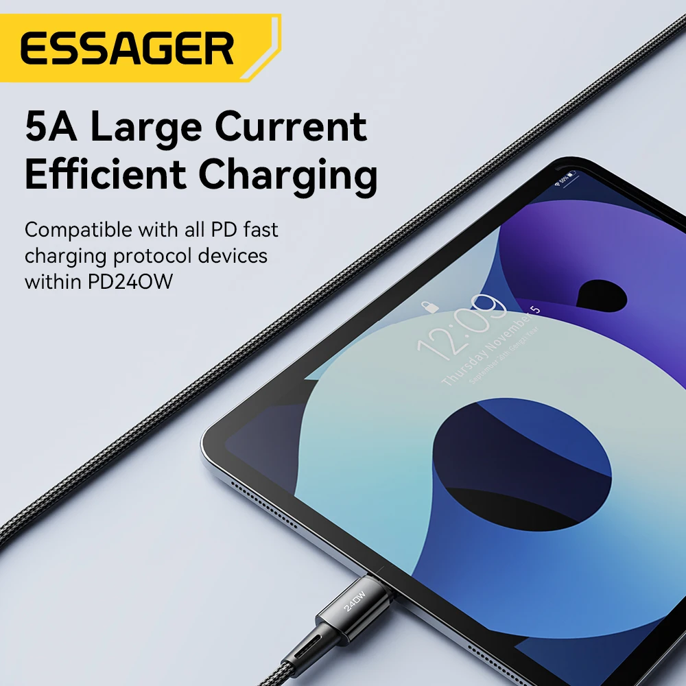 Essager 240W USB C Cable for iPhone 16 15Plus Pro Max Super Fast Charge for Macbook Fast Charger Type C Cable for xiaomi Samsung