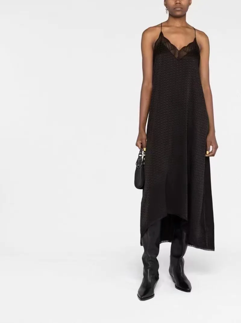 

ZV New Letter Printing Temperament Commuter Strap Dress