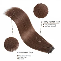 Extensions de cheveux à clipser, cheveux humains naturels, couleur naturelle # 4 extensions de cheveux à clipser brun chocolat, 8 pièces, couleur noire naturelle, 24 pouces 2