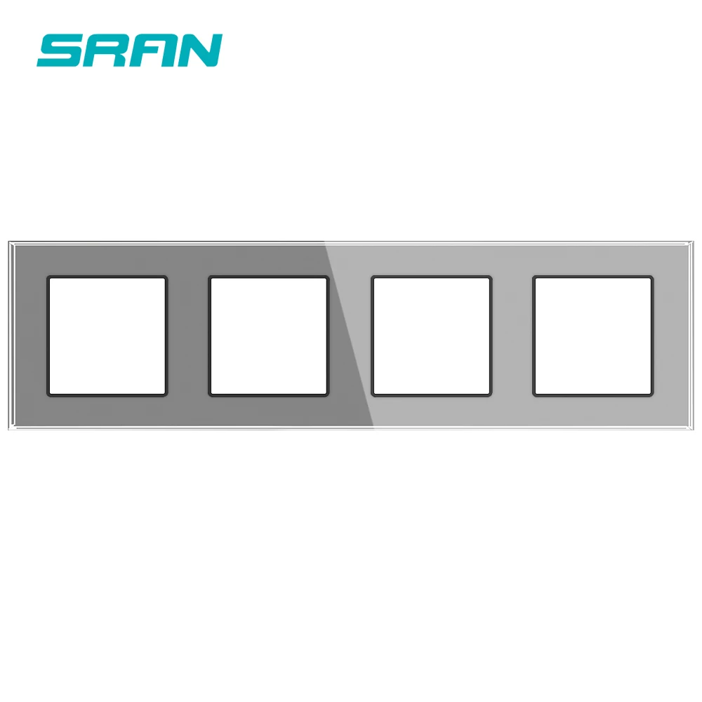 SRAN Blank Panel Without Installing Iron Plate 295mm*82mm 4 frame Tempered Glass Switch Socket Panel for F Series