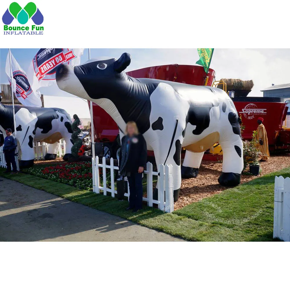 Pasture Advertising Decoration 5m Giant Inflatable Milk Cow Balloon Black And White Milka Daily Cows For Outdoor Event
