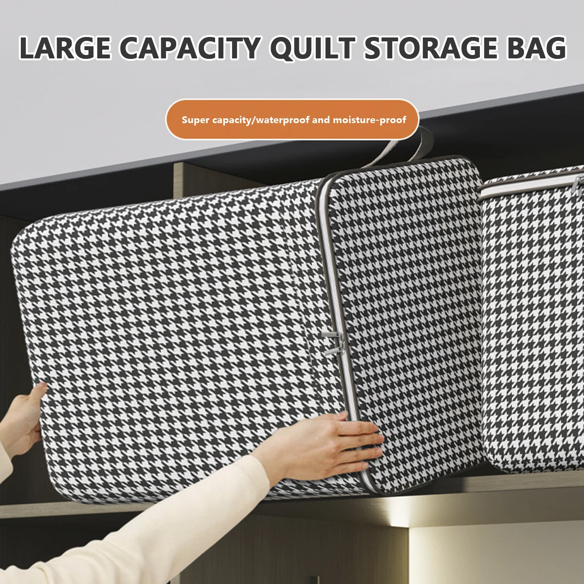 Large Capacity Clothes Storage Bag Foldable Blanket Storage Box with Zipper and Handle Portable Dustproof Bedding Organizer 4