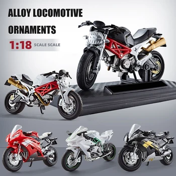 Motorcycle DieCast Model 1:18 Toy Car,  Collectible Model With Ornament Base Rotating Rubber Tires Kids Gifts