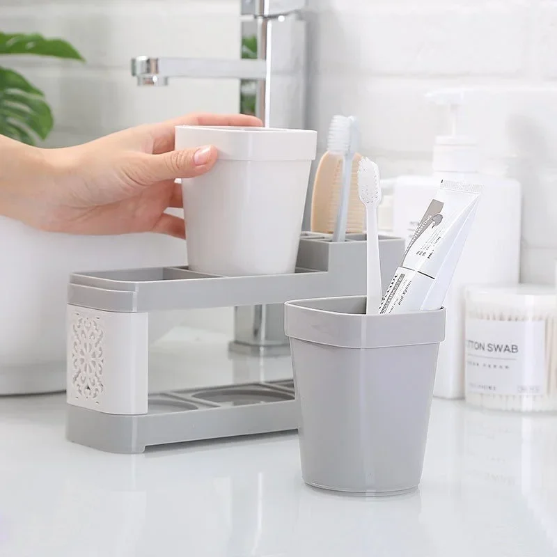 Electric Toothbrush Organizer Holder Thicken Bottom Independent Grids Sturdy Simple Water Draining Toothbrush Toothpaste Stand