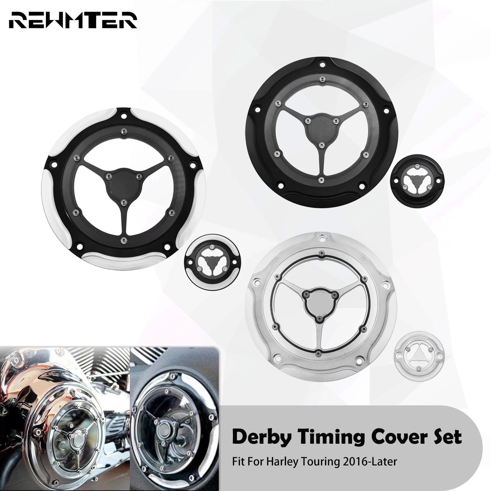 

Motorcycle CNC Derby Cover Timing Timer Cover Black Chrome For Harley Touring Electra Street Road Glide Road King FLHTKL 2016-Up