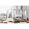 Solid Wood Queen Size 4-Post Canopy Platform Bed with Headboard and Footboard,Center Support Legs, Suitable for Curtains 1