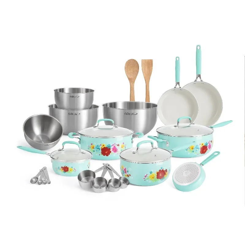 

Classic Ceramic Breezy Blossom Cookware Set, 25 Piece Set