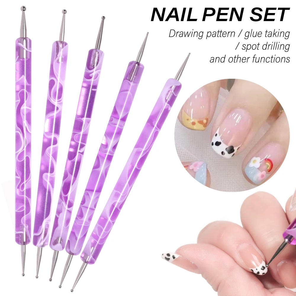 LULAA 5PCS Dotting Tools Nail Art Tools for Painting Acrylic Nail Art Pen Dot Paint Manicure Kit Manicure Tools DIY Polish Kit 4