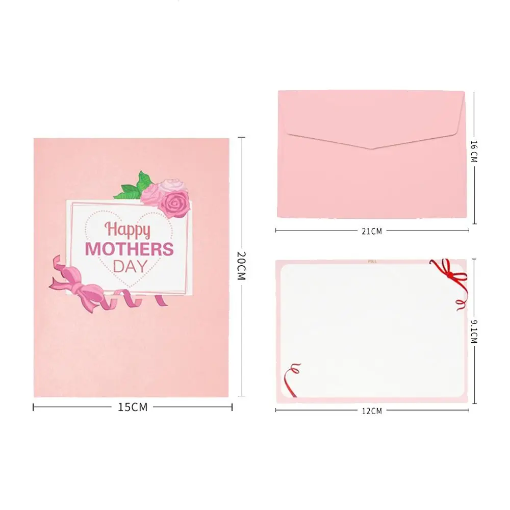 3D Pop UP Flower Greeting Cards Folding with Envelope Mother's Day Greeting Card Blessing Handmade Thank You Card For Mom Gift