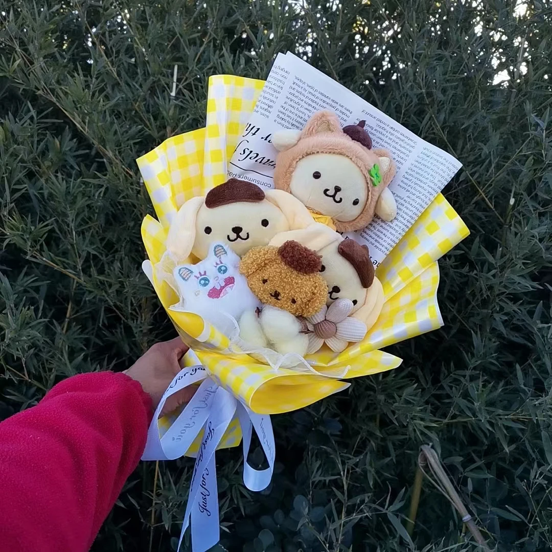 Sanrio Hello Kitty Kuromi Melody Cinnamoroll Plush Bouquet Anime Doll Toy For Valentine\'s Day Home Decoration Xmas Friend Gifts