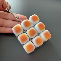 1/4/9Keys Bread Keyboard Keycaps Keychain Fidget Toys Stress Relief Clicker Sensory Toys Button Keycap Keyring for Adult Kids 2